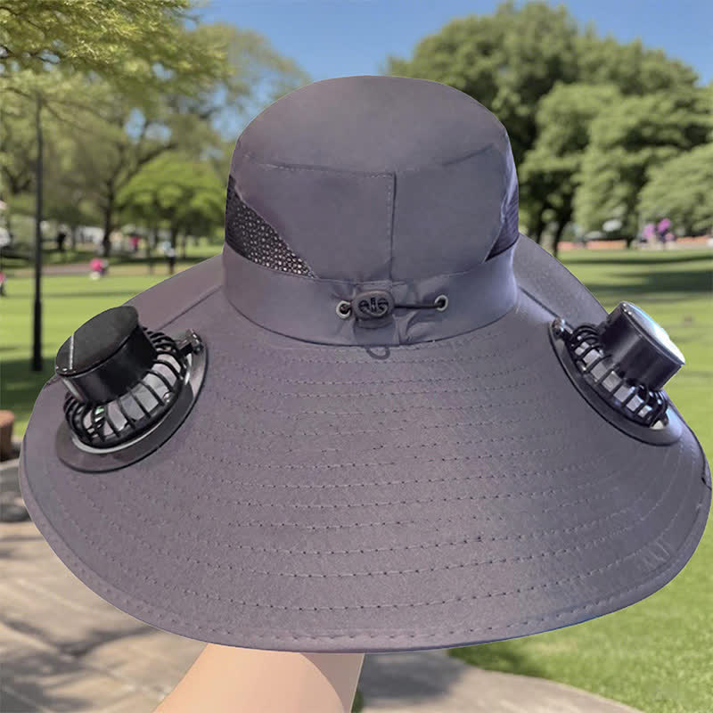 Double Solar-powered Fans Summer Fishing Bucket Hat - Image 4