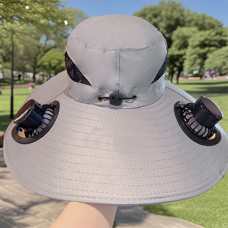Double Solar-powered Fans Summer Fishing Bucket Hat - Image 5