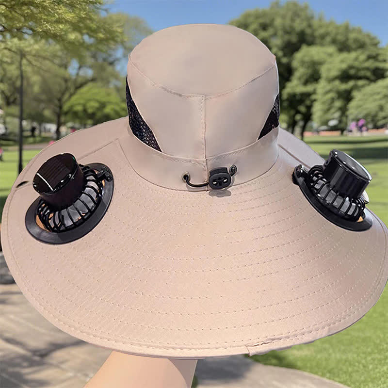 Double Solar-powered Fans Summer Fishing Bucket Hat - Image 6