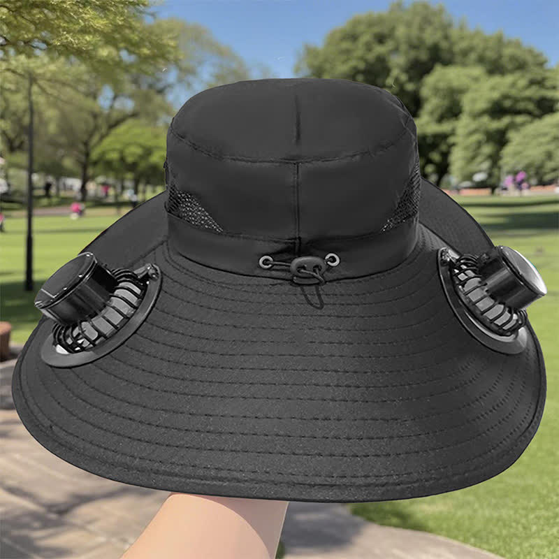 Double Solar-powered Fans Summer Fishing Bucket Hat - Image 7
