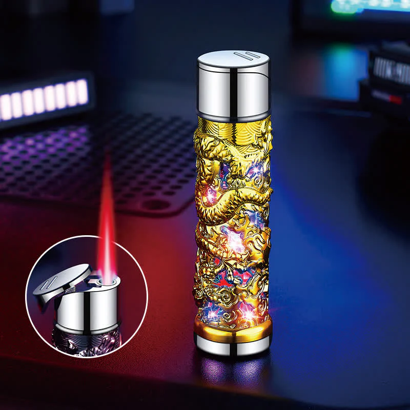 Dragon Creative LED Flash Cylindrical Refillable Butane Lighter - Image 3