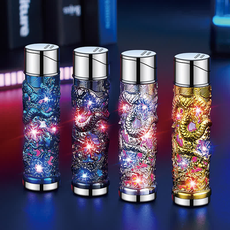 Dragon Creative LED Flash Cylindrical Refillable Butane Lighter - Image 4