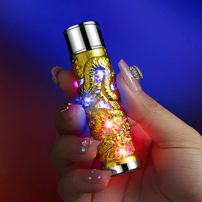 Dragon Creative LED Flash Cylindrical Refillable Butane Lighter - Image 6