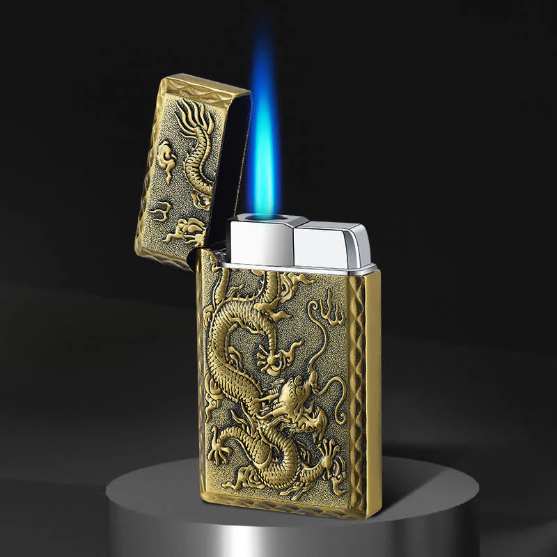 Dragon Embossed Single Jet Flame Refillable Butane Lighter