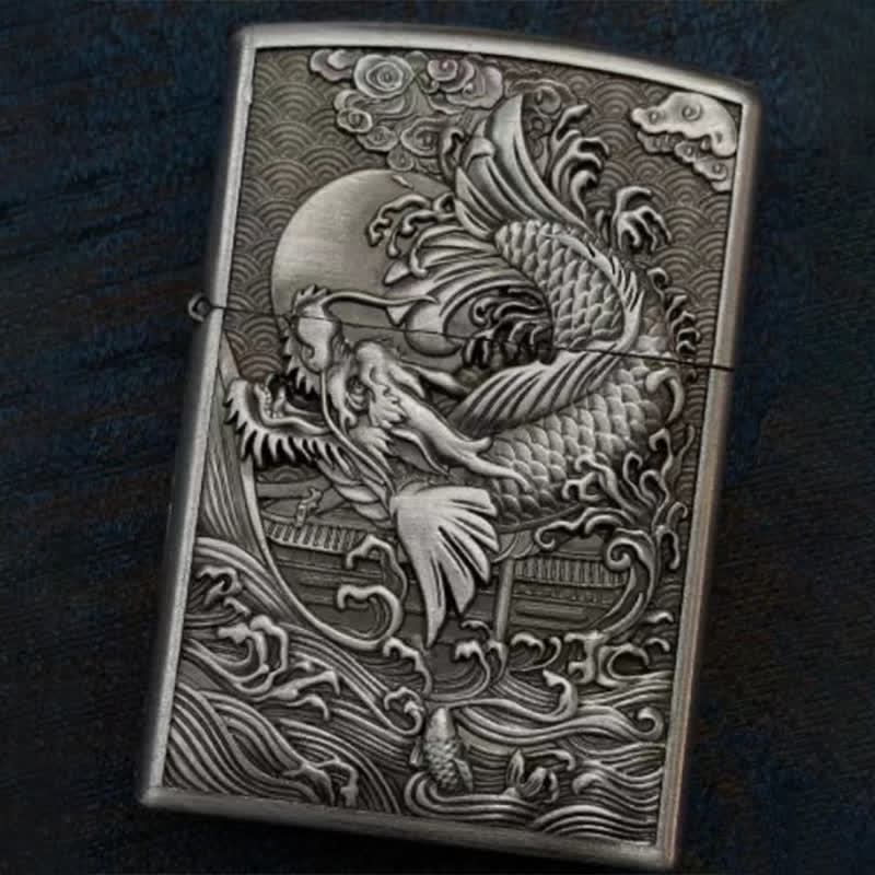 Dragon Fish Relief Refillable Kerosene Lighter - Image 7