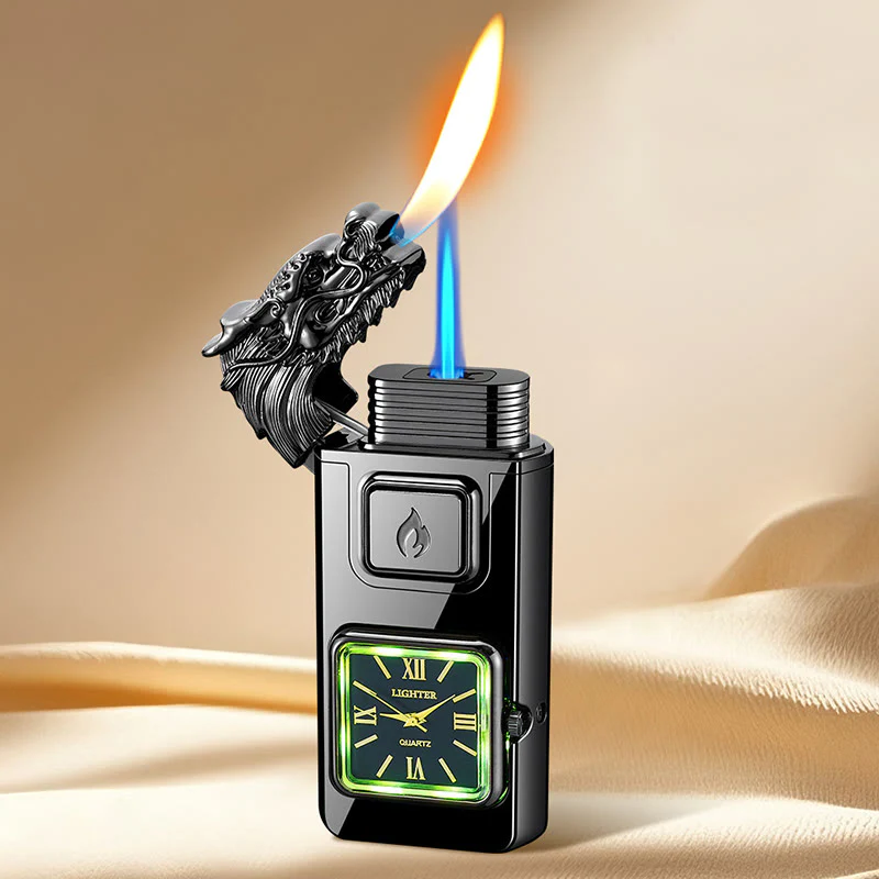 Dragon Head LED Inflatable Butane Lighter With Clock - Image 8