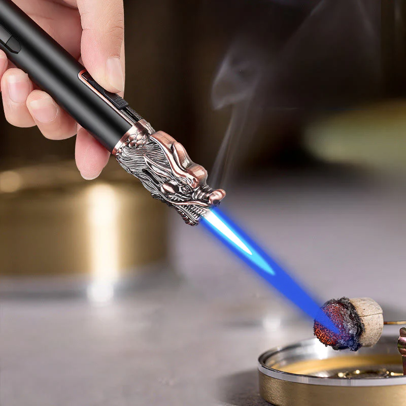 Dragon Head Relief Straight Flame Butane Lighter - Image 3