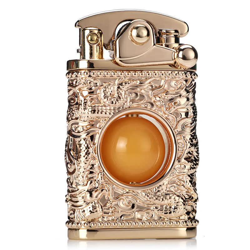 Dragon Playing With Orange Bead Refillable Butane Lighter - Image 9