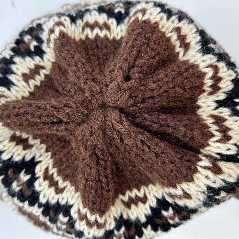 Dual-Purpose Women's Retro Patterned Knitted Hat Crossbody Bag - Image 6