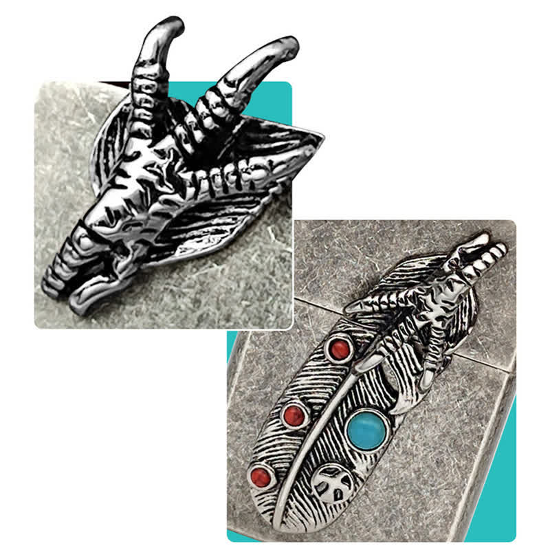 Eagle Claw Feather Faux Turquoise Refillable Kerosene Lighter - Image 6