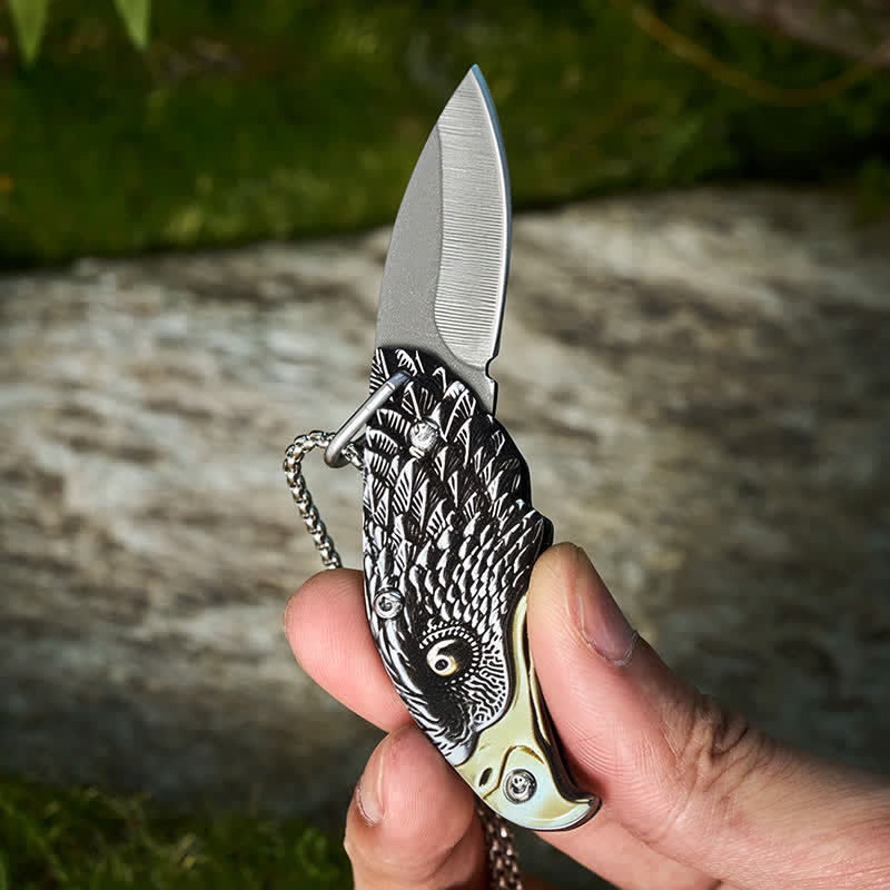 Eagle & Claw Feather Mini Tool Folding Knife Necklace - Image 4