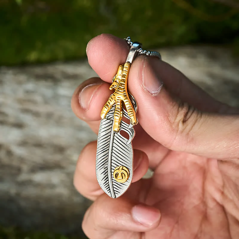Eagle & Claw Feather Mini Tool Folding Knife Necklace - Image 5