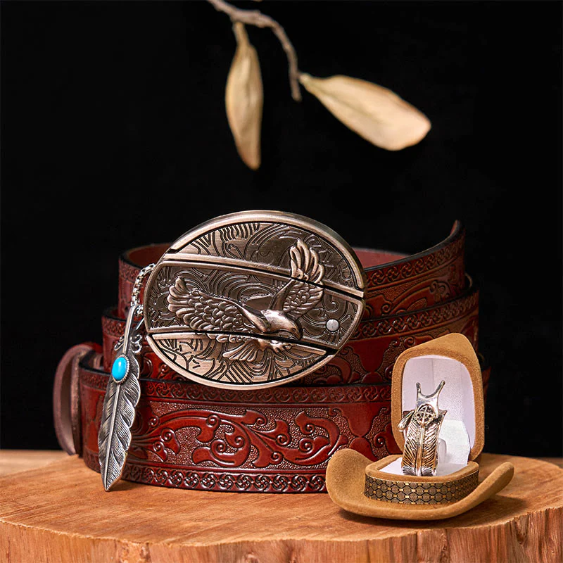 Eagle DIY Hidden Knife Belt Buckle With Feather Ring Bundle Set - Image 11