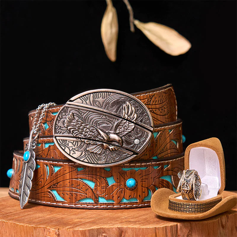 Eagle DIY Hidden Knife Belt Buckle With Feather Ring Bundle Set - Image 8