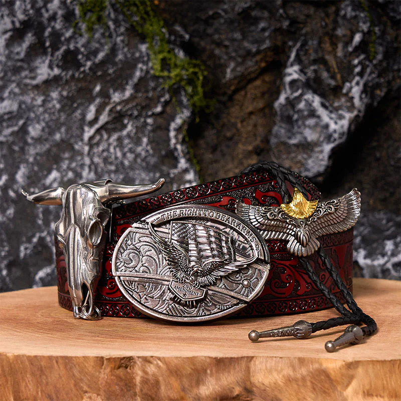 Eagle Flag DIY Hidden Knife Belt Buckle With Eagle Bolo Tie Bundle Set - Image 10