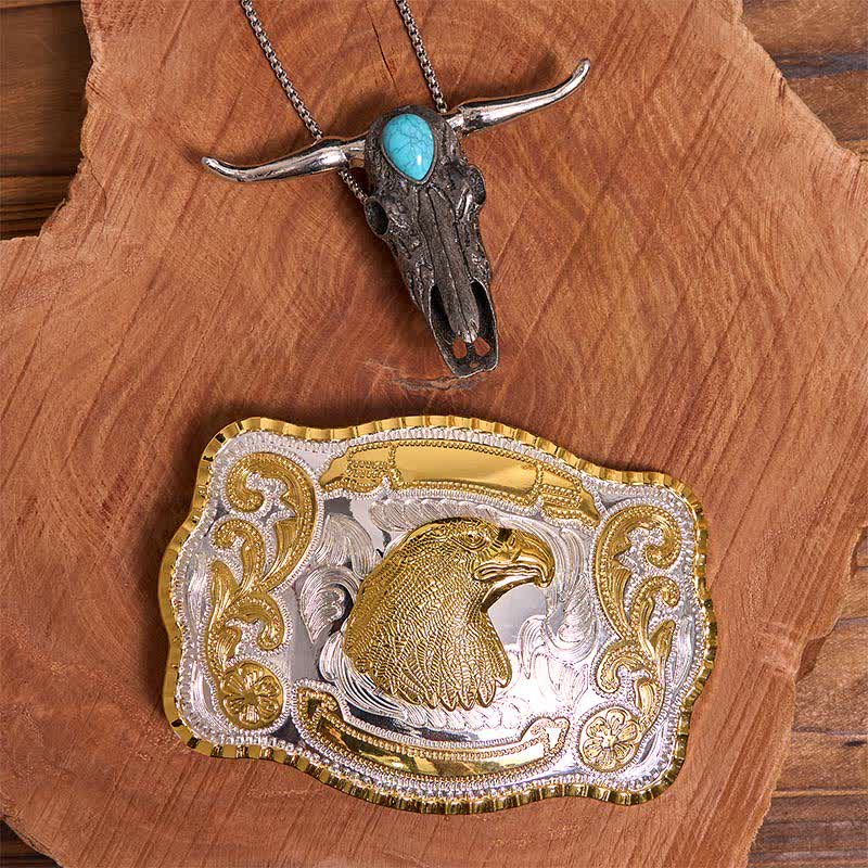 Eagle Head DIY Belt Buckle Turquoise Longhorn Bull Pendant Bundle Set - Image 2