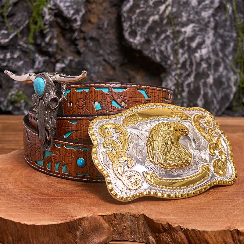 Eagle Head DIY Belt Buckle Turquoise Longhorn Bull Pendant Bundle Set - Image 4