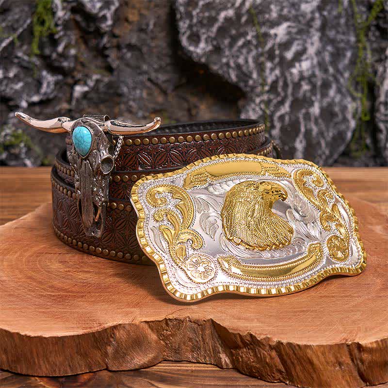 Eagle Head DIY Belt Buckle Turquoise Longhorn Bull Pendant Bundle Set - Image 5