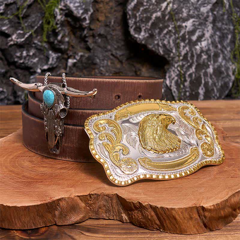 Eagle Head DIY Belt Buckle Turquoise Longhorn Bull Pendant Bundle Set - Image 6