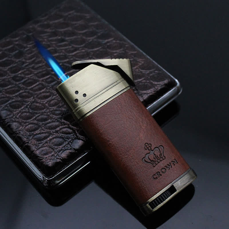 Eagle Head Leather Refillable Butane Lighter - Image 2
