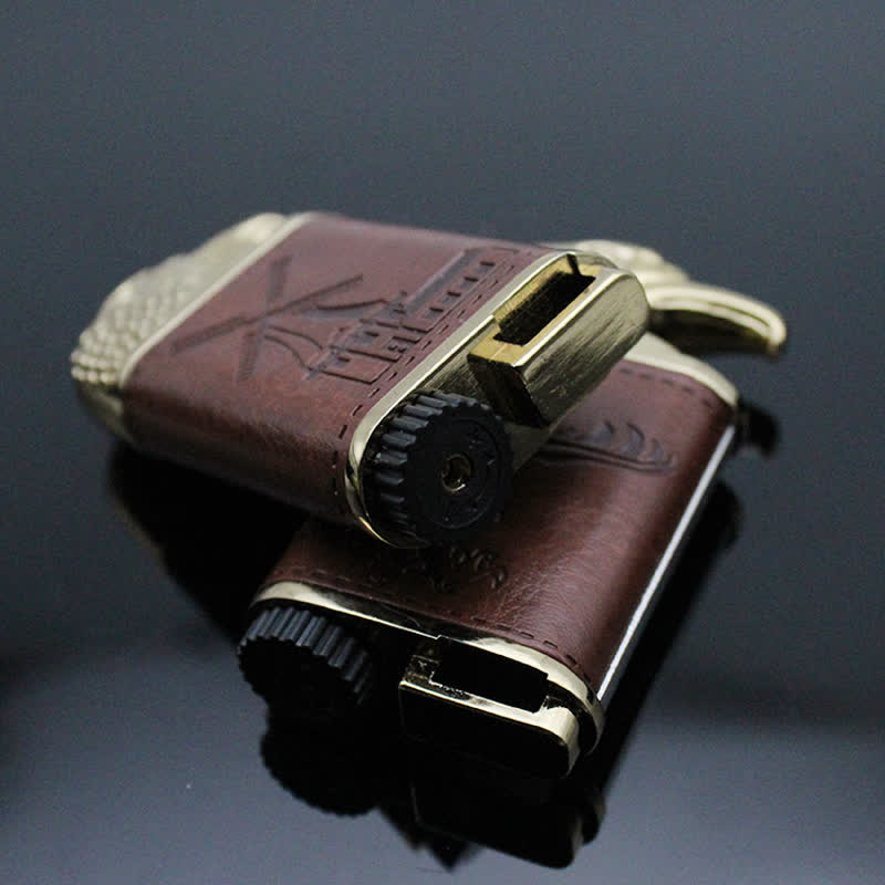 Eagle Head Leather Refillable Butane Lighter - Image 5