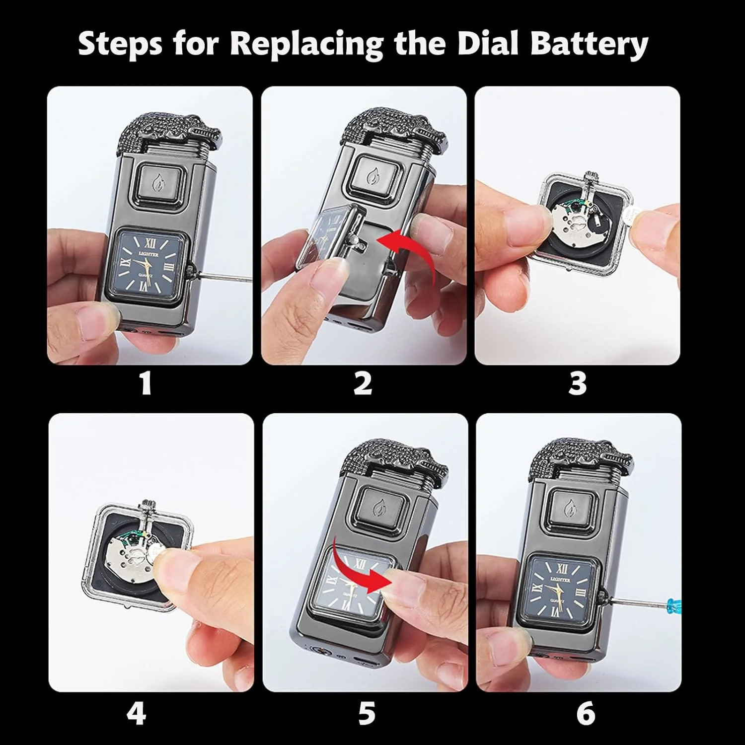 Eagle Head LED Inflatable Butane Lighter With Clock - Image 6