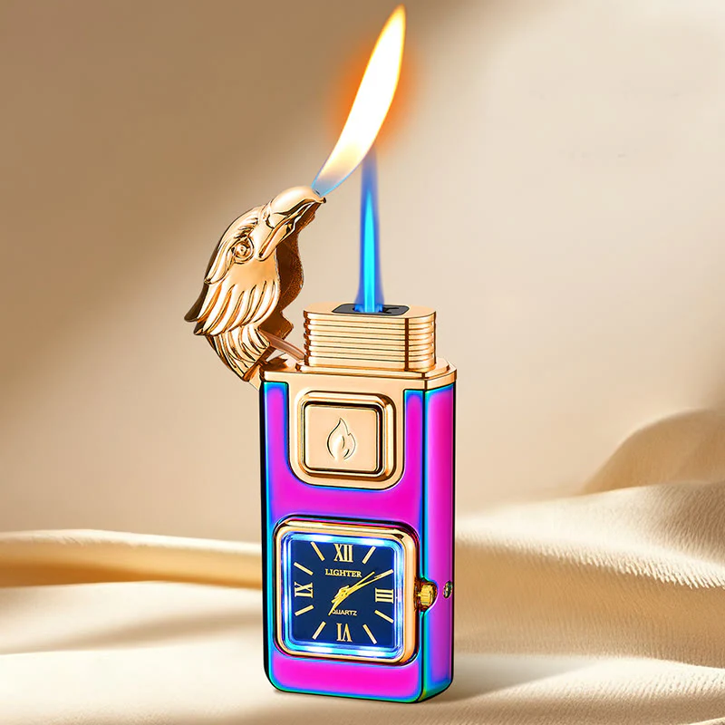 Eagle Head LED Inflatable Butane Lighter With Clock - Image 8