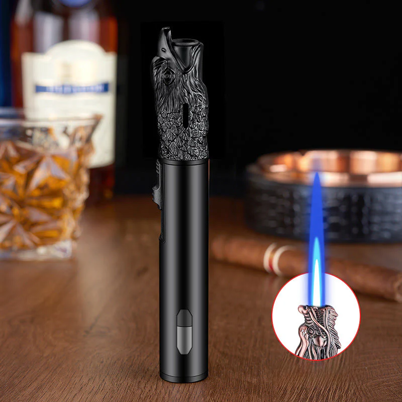 Eagle Head Relief Straight Flame Butane Lighter - Image 4