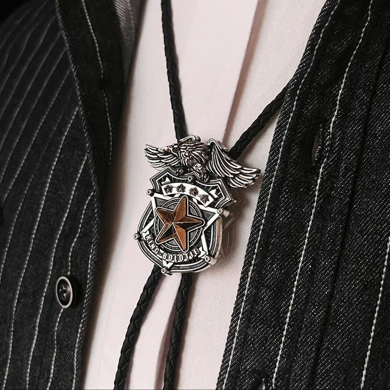 Eagle & Star Western Personalized Bolo Tie - Image 2