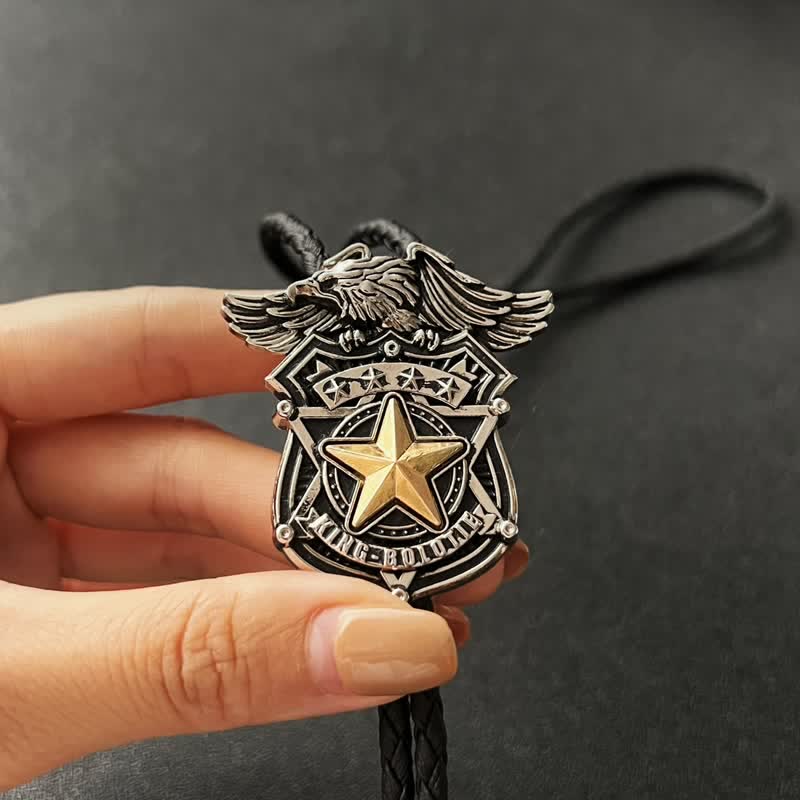 Eagle & Star Western Personalized Bolo Tie - Image 4