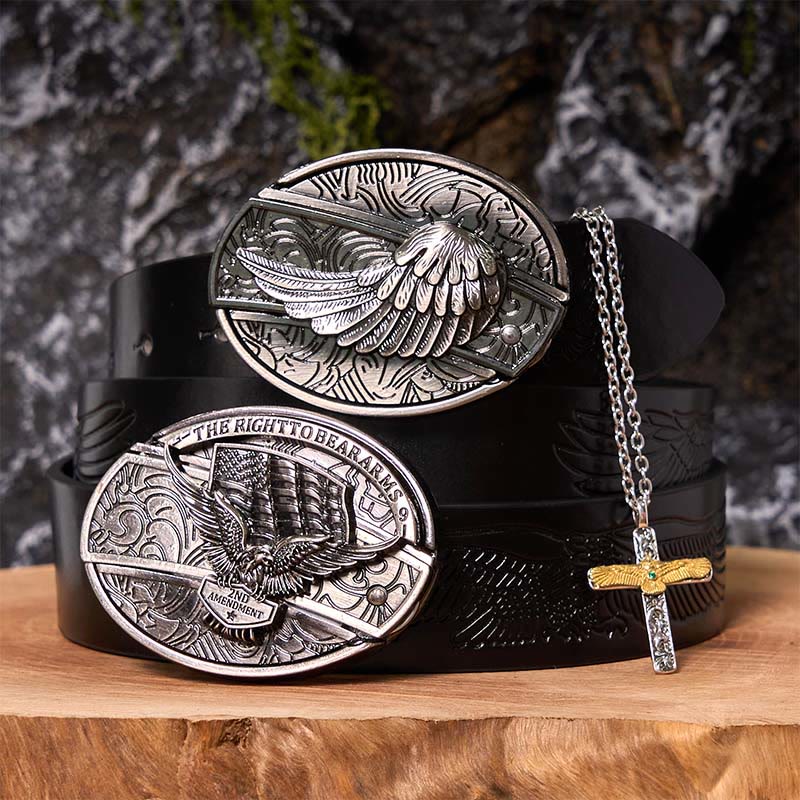Eagle Wings DIY Hidden Knife Belt Buckle With Eagle Cross Necklace Bundle Set - Image 5