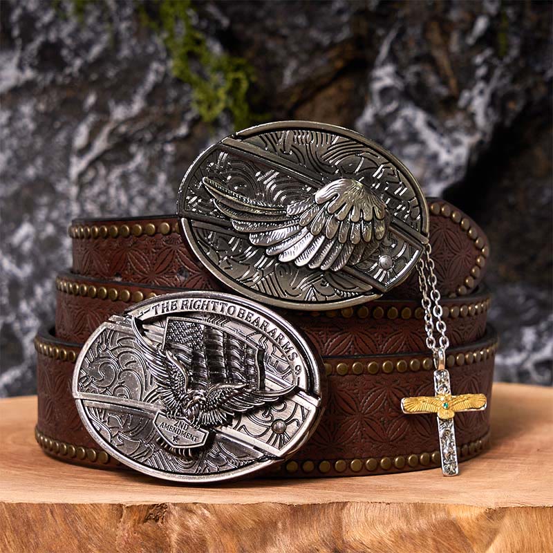 Eagle Wings DIY Hidden Knife Belt Buckle With Eagle Cross Necklace Bundle Set - Image 6