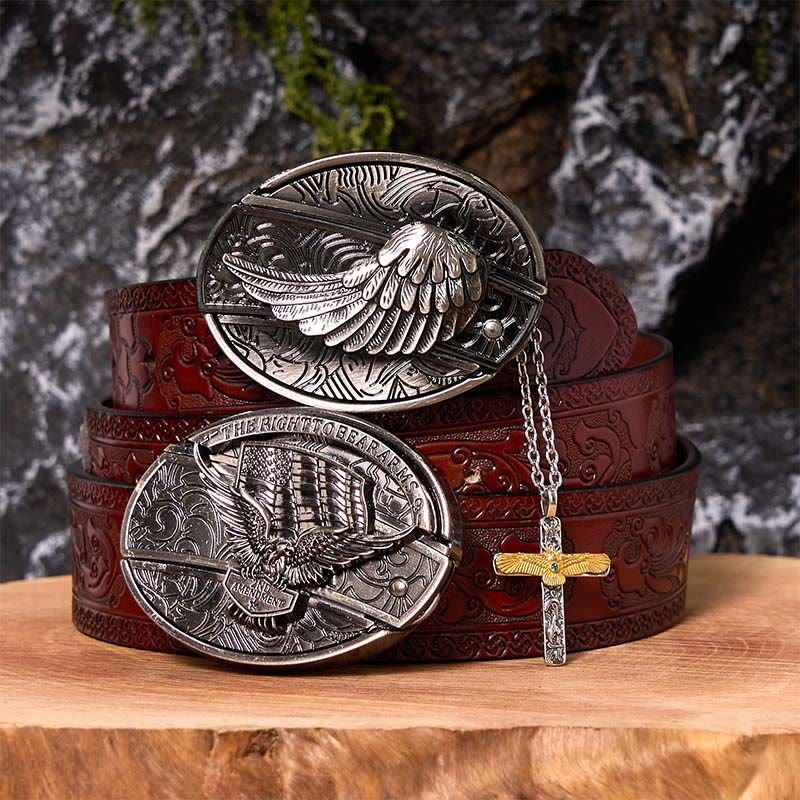 Eagle Wings DIY Hidden Knife Belt Buckle With Eagle Cross Necklace Bundle Set - Image 8