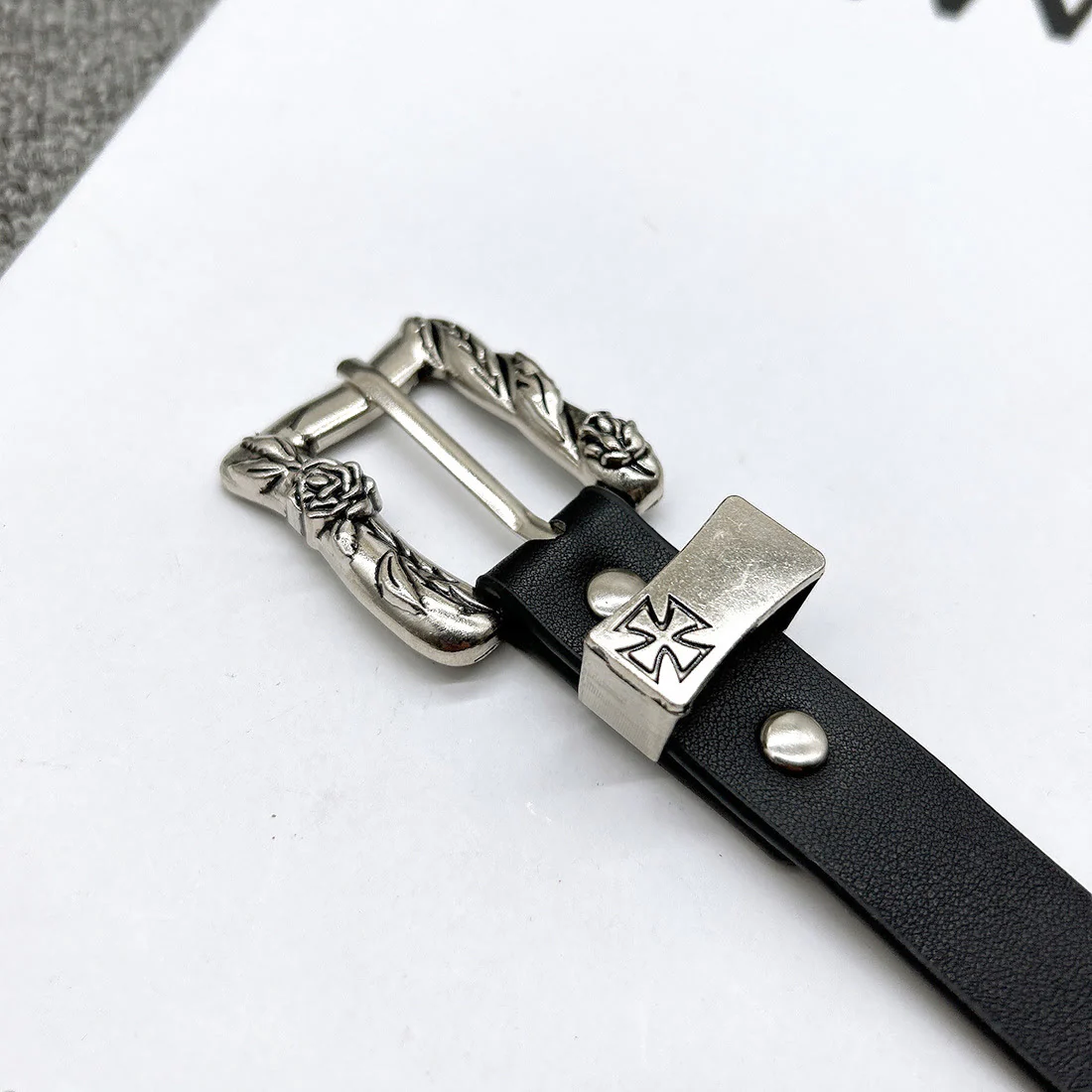 Easter Cross Pattern Belt Punk Rivet Leather Waistband - Image 10