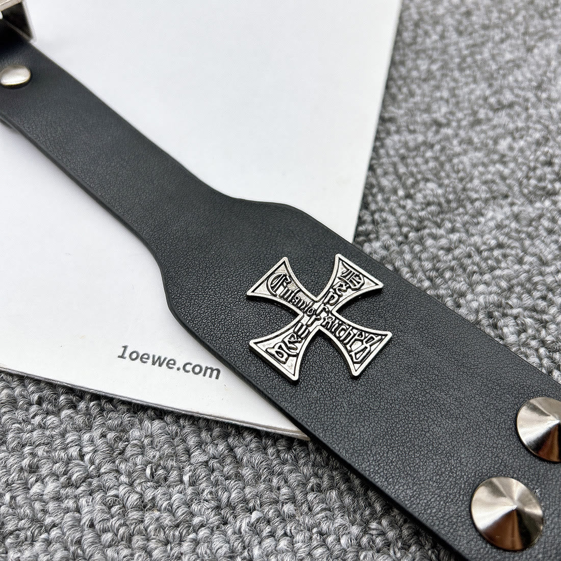 Easter Cross Pattern Belt Punk Rivet Leather Waistband - Image 11
