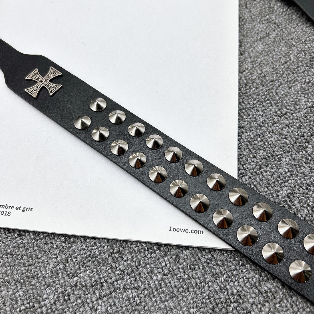Easter Cross Pattern Belt Punk Rivet Leather Waistband - Image 12