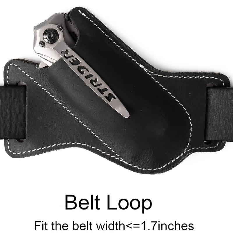 EDC Folding Knife Sheath Leather Holster Belt Bag - Image 7