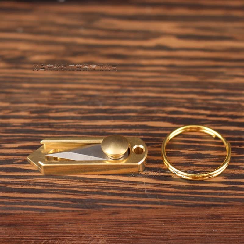 EDC Tool Brass Mini Push Blade Keychain - Image 4