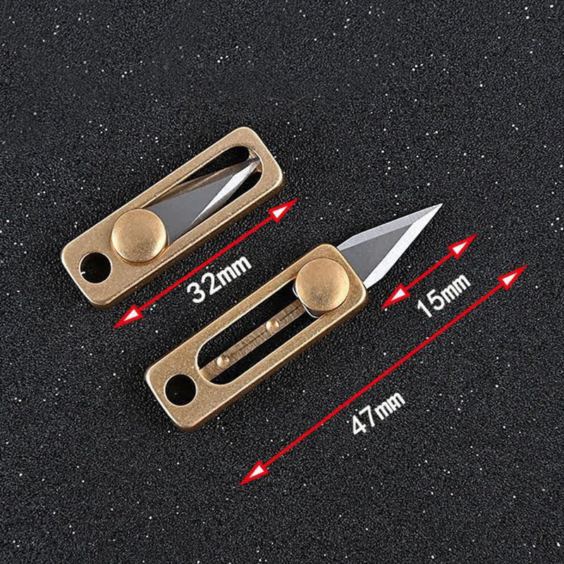 EDC Tool Brass Mini Push Blade Keychain - Image 5