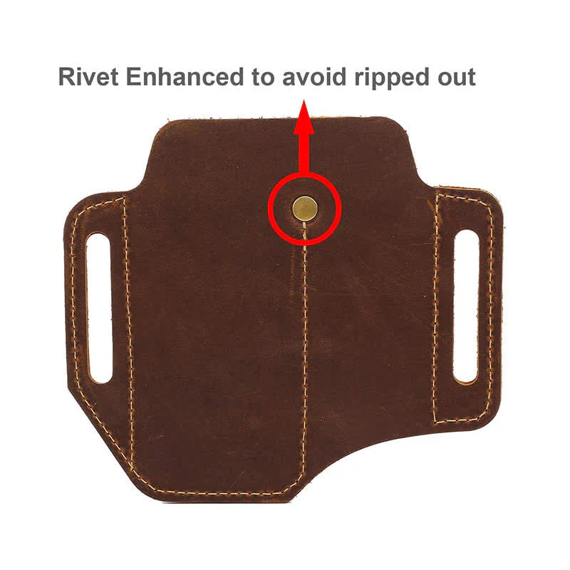 EDC Tool Storage Holster Folding Knife Flashlight Leather Belt Bag - Image 5