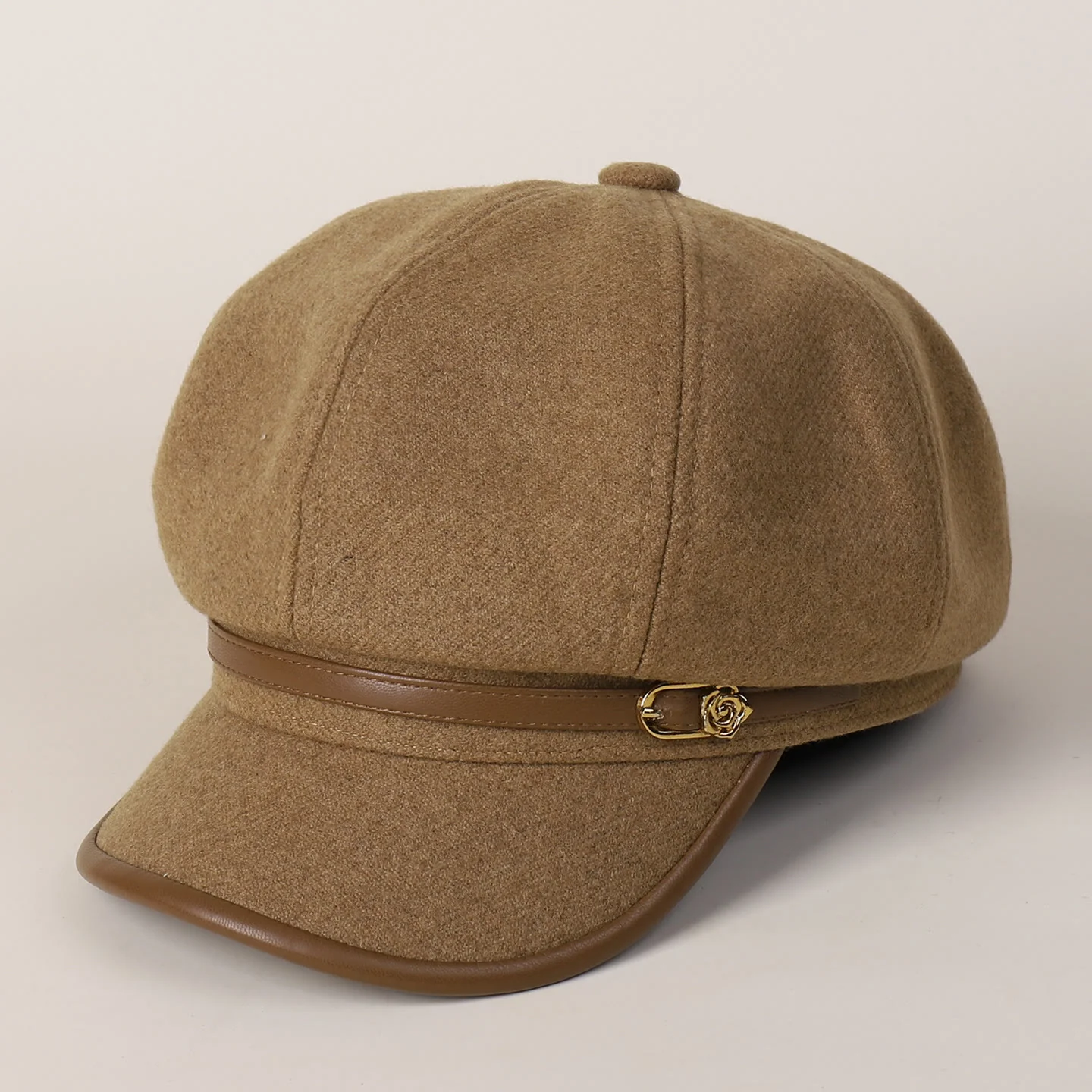 Edge Wrapped Belt Buckle Fashionable Winter Women's Beret Hat