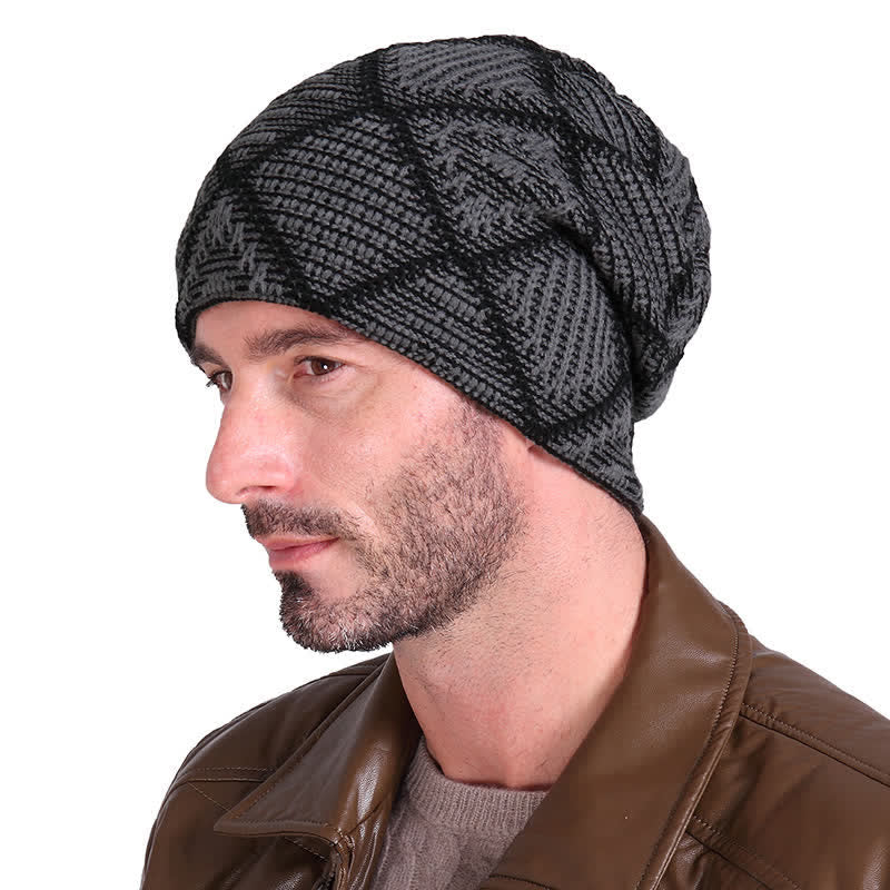 Elastic Skiing Plaid Pattern Beanie Knitted Hat - Image 2