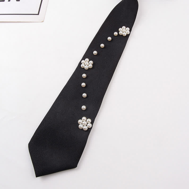 Elegant Artificial Pearls Studded Creative Necktie - Image 4
