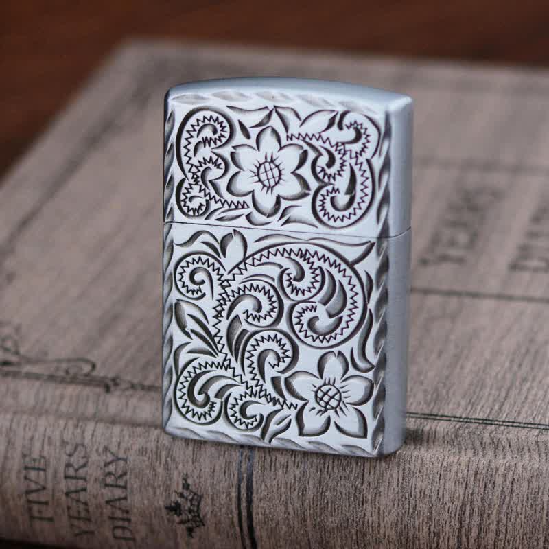 Elegant Flower Relief Design Refillable Butane Lighter - Image 11