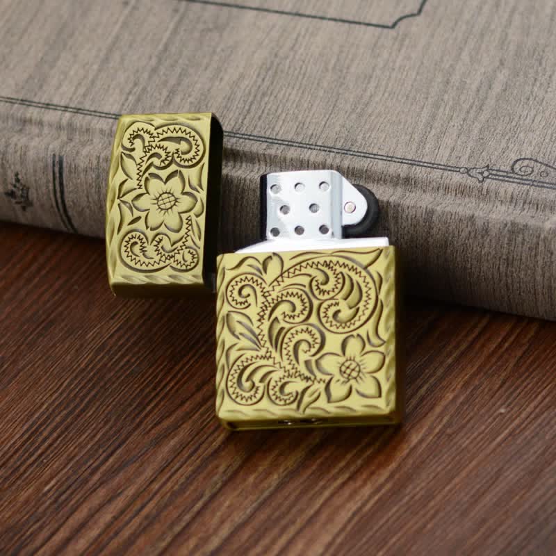 Elegant Flower Relief Design Refillable Butane Lighter - Image 4