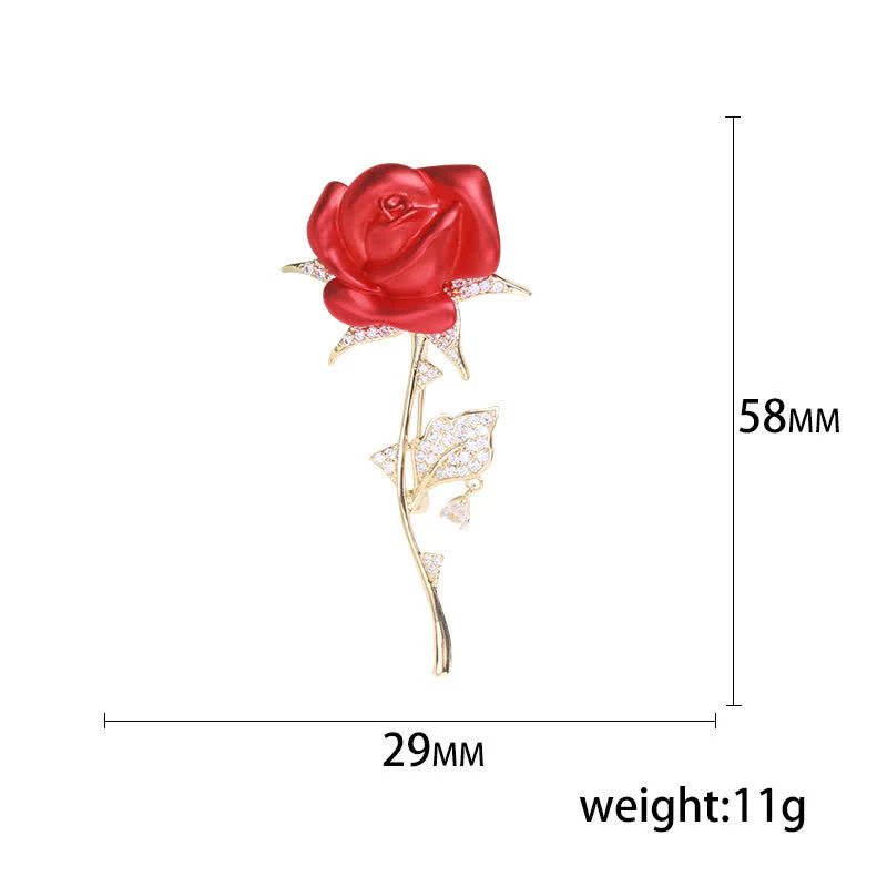 Elegant Gentle Red Rose Zircon Brooch - Image 8