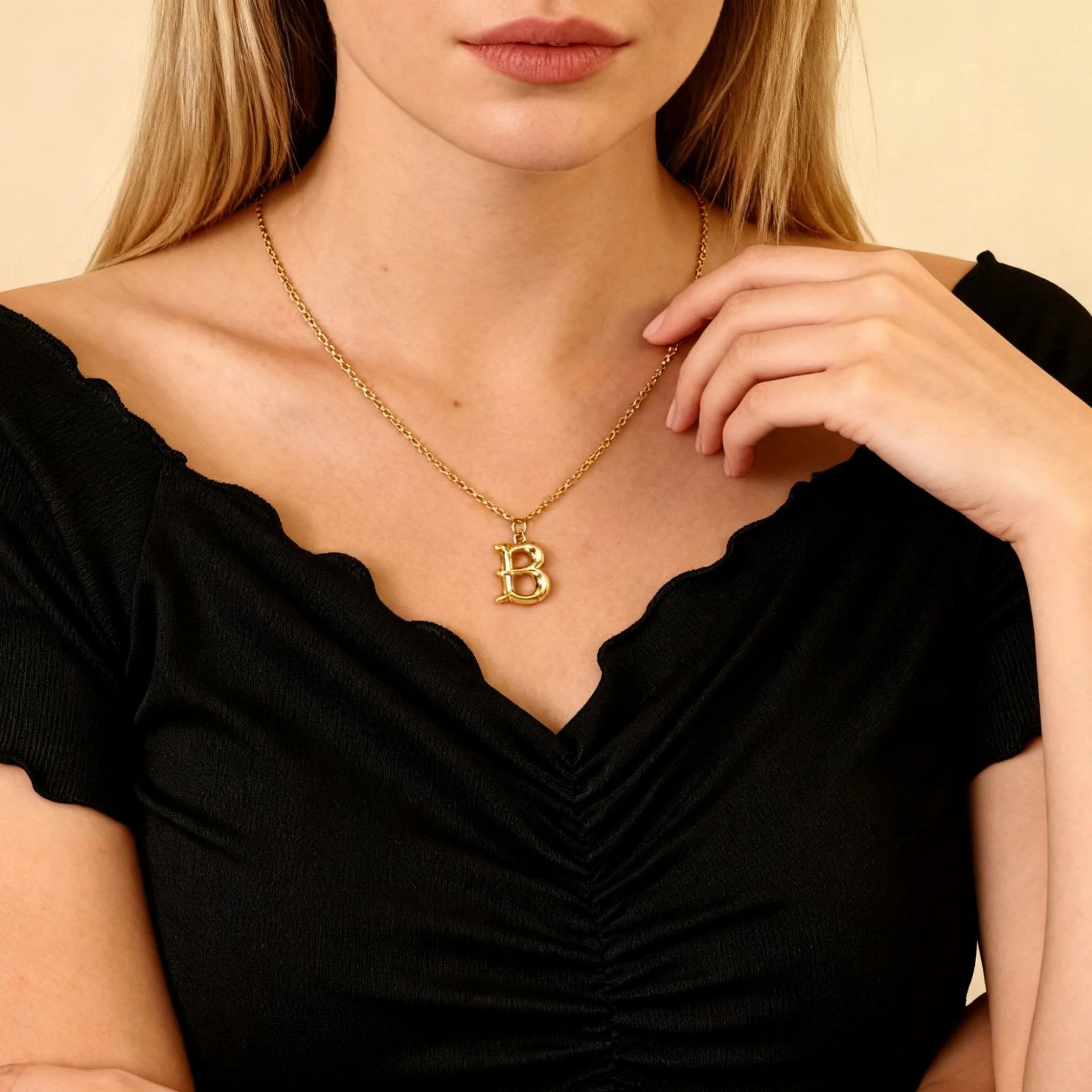 Elegant Golden & Sliver Letter Pendant Women's Necklace