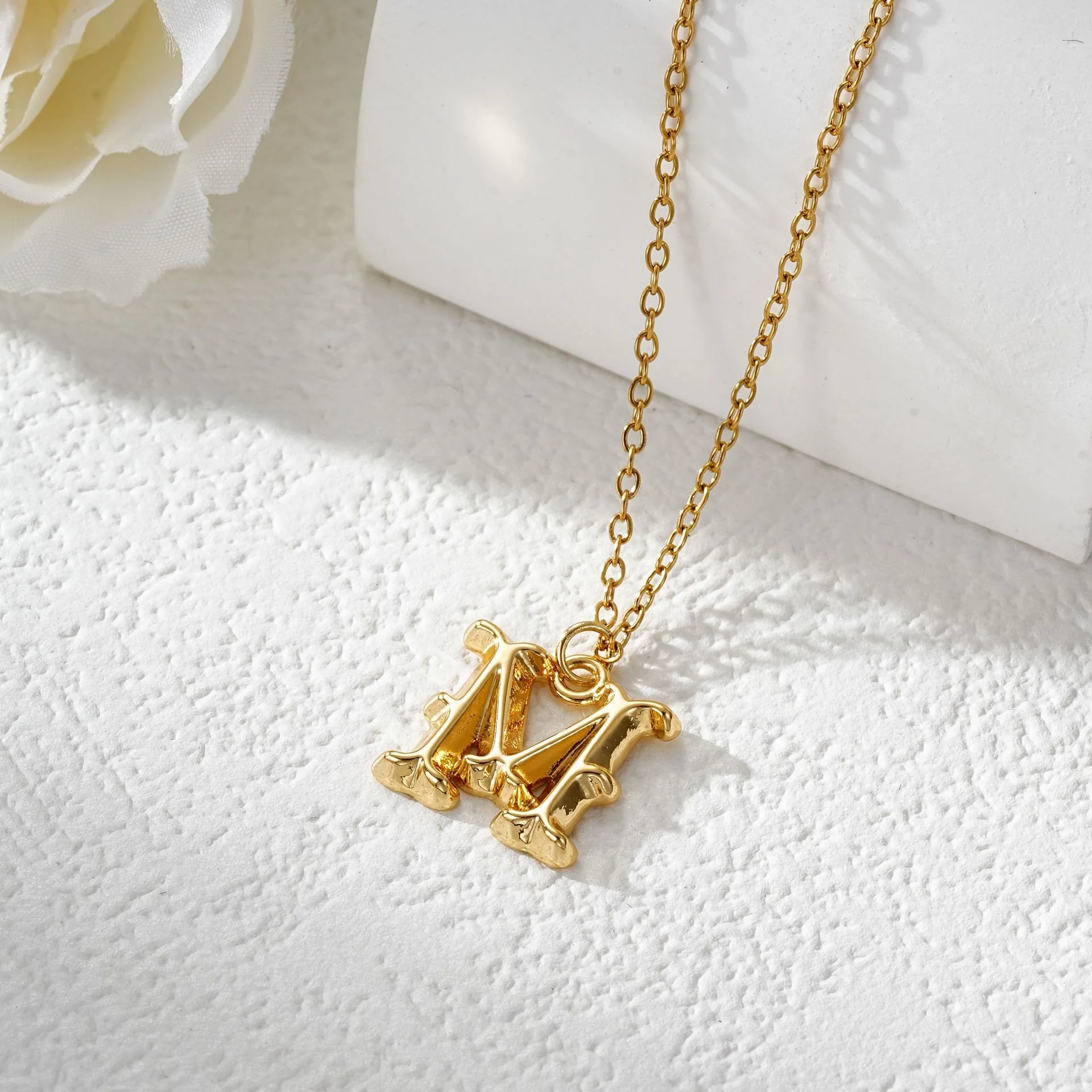 Elegant Golden & Sliver Letter Pendant Women's Necklace - Image 15