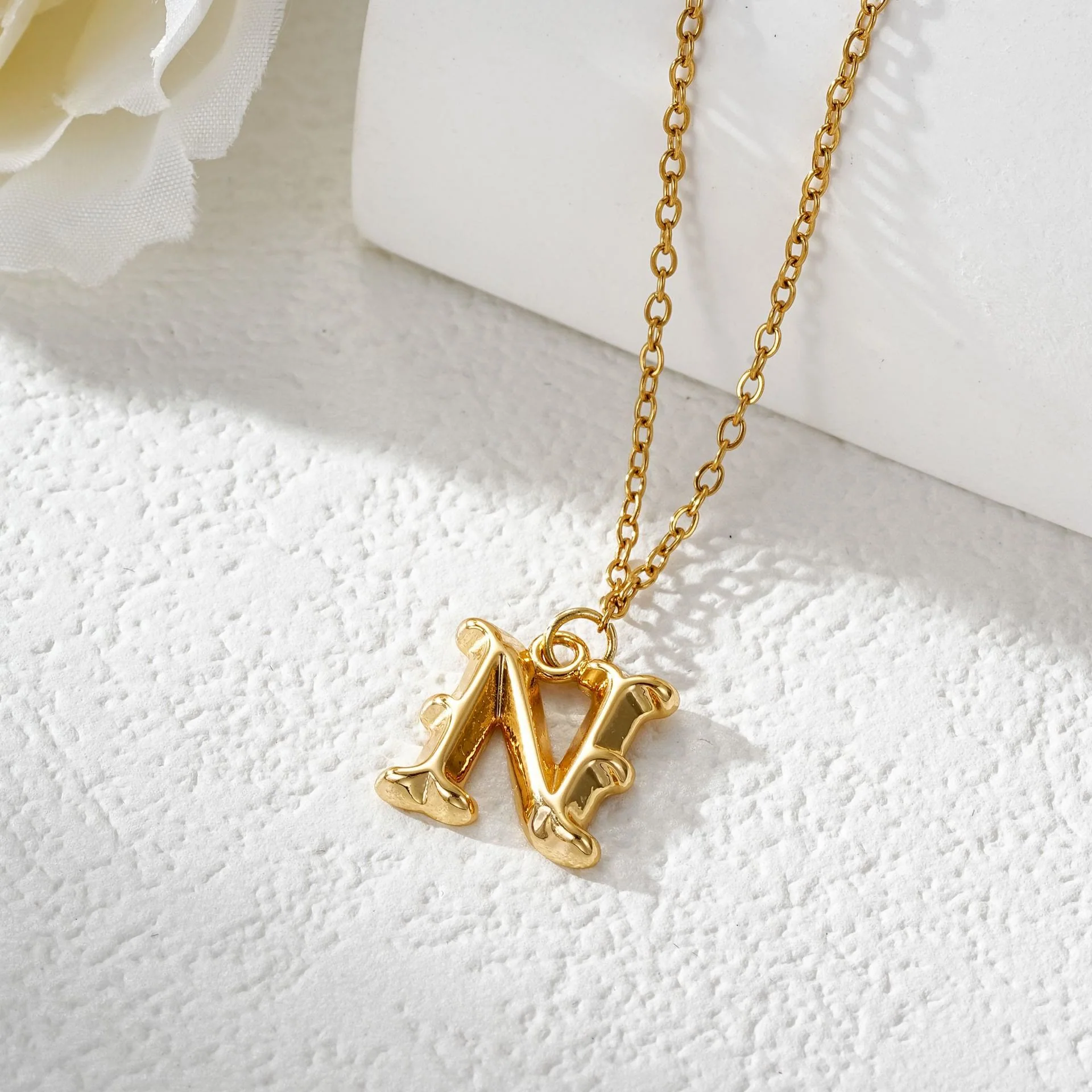 Elegant Golden & Sliver Letter Pendant Women's Necklace - Image 16