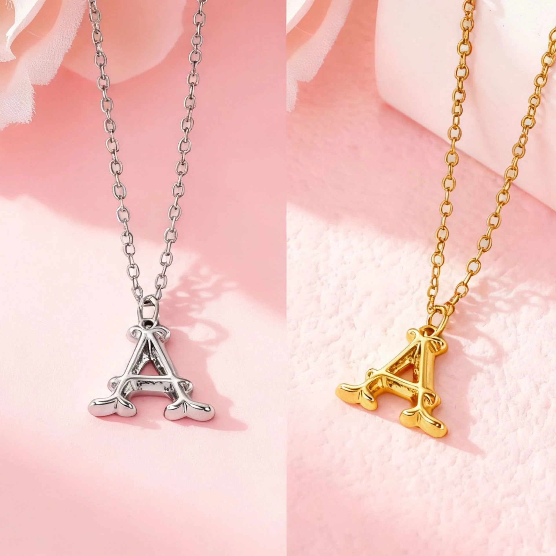 Elegant Golden & Sliver Letter Pendant Women's Necklace - Image 2